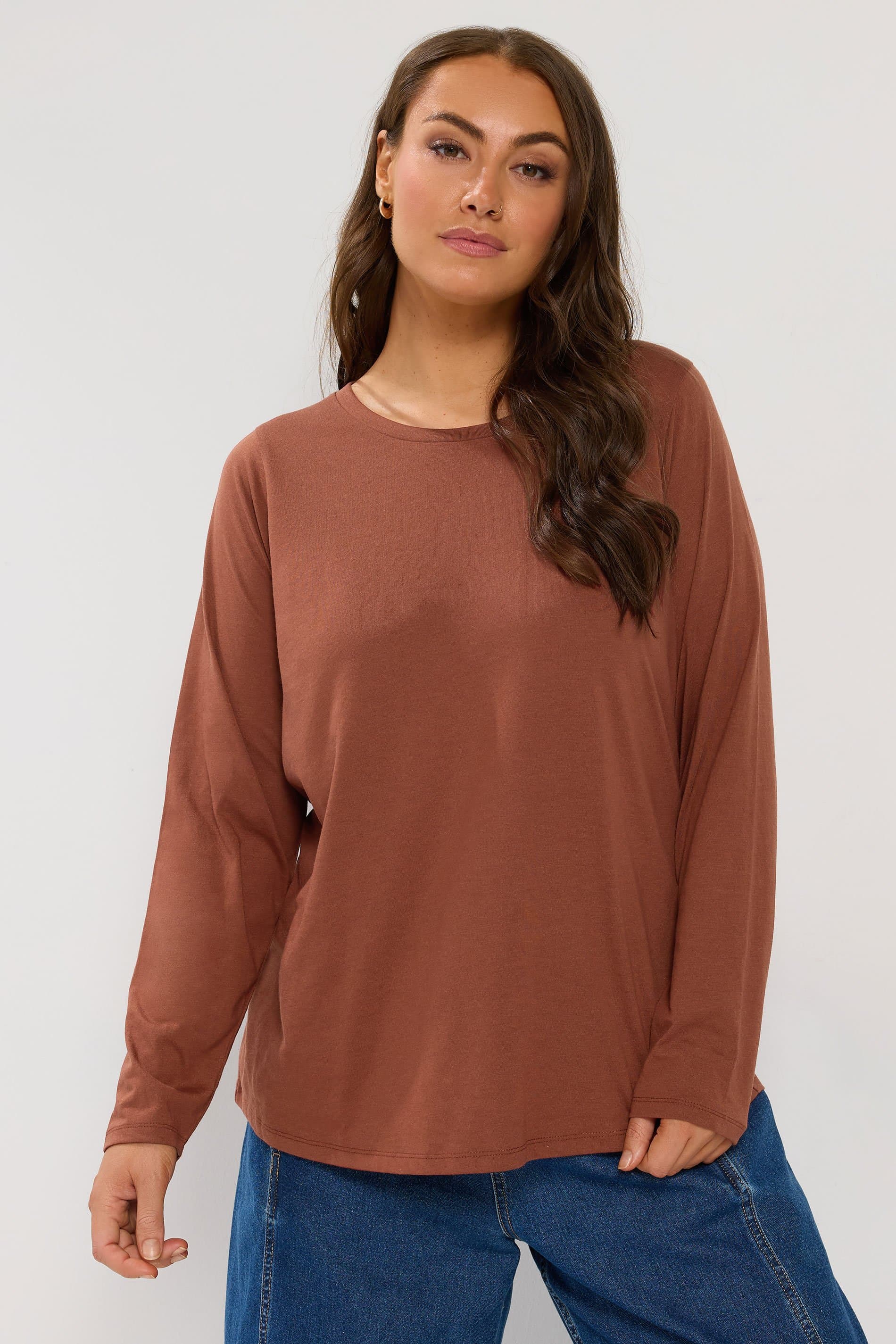 Yours Plus Size Rust Orange Long Sleeve Tshirt