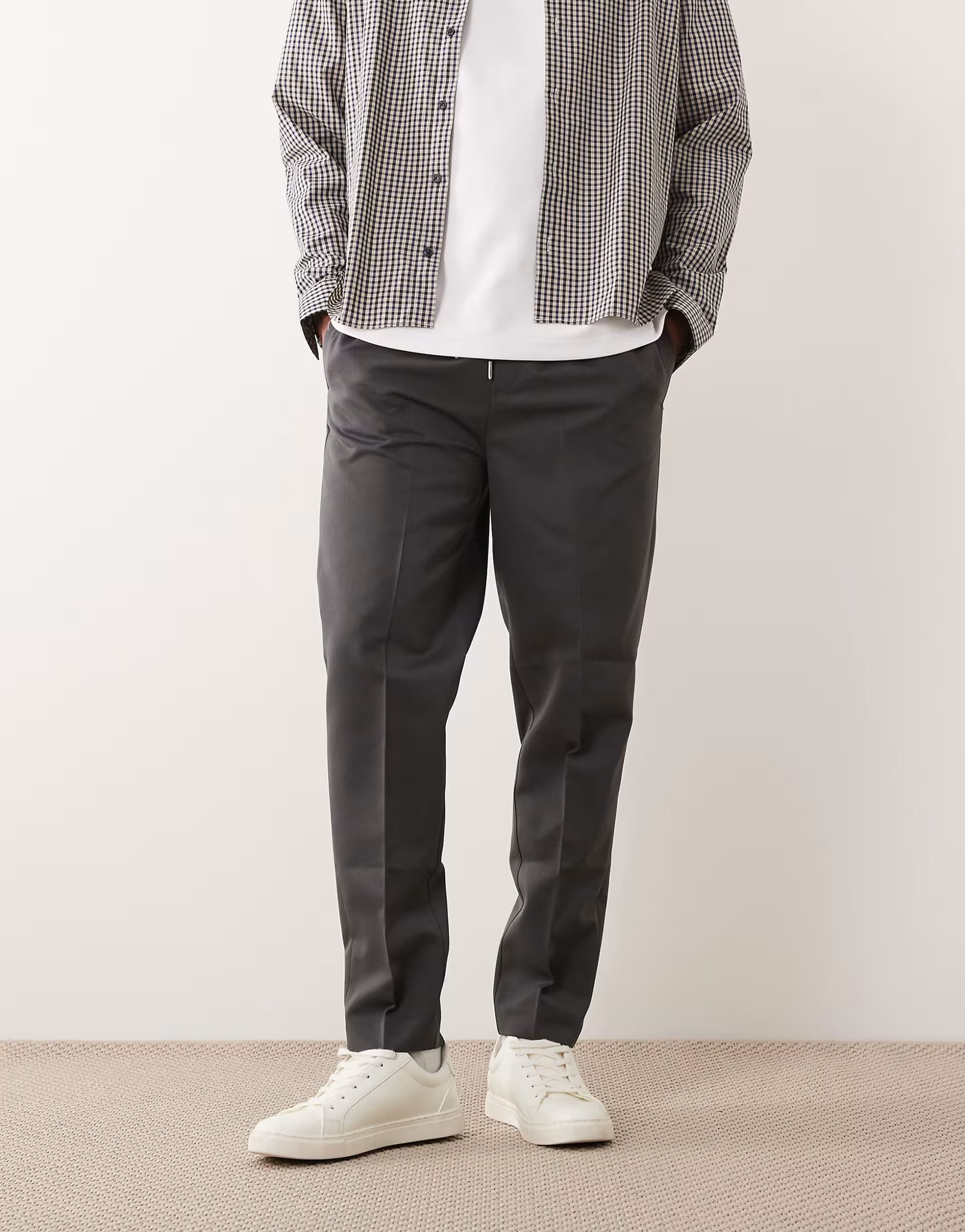 ASOS Charcoal Tailored Pull-On Tapered Trousers