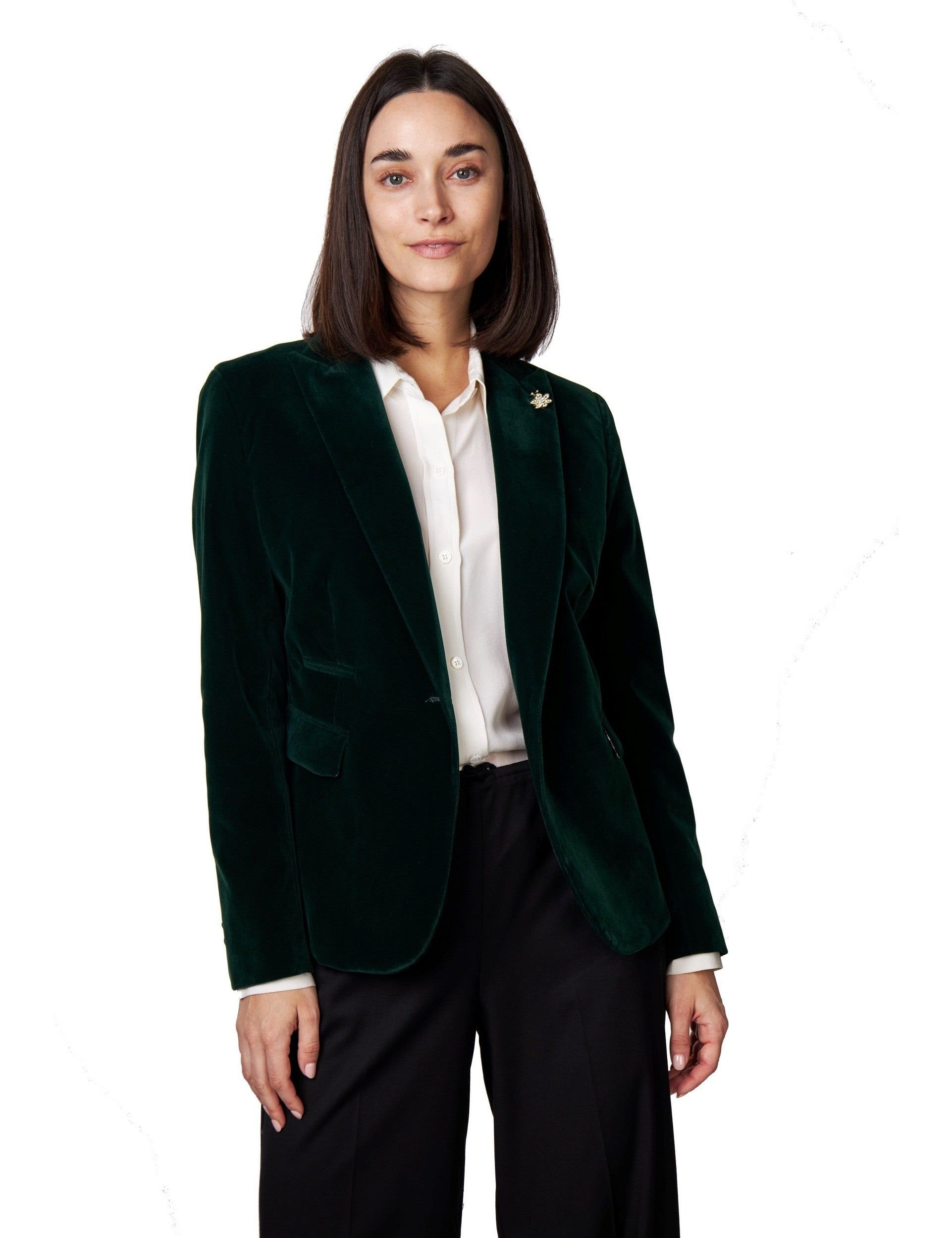 XPOSED XPOSED Women's Stella Velvet Blazer - Tailored Elegance in Green - 3