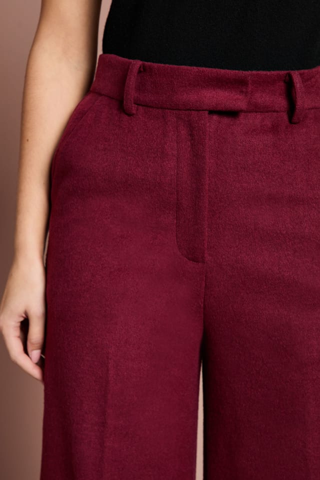 Coast Coast Women's Lisa Tan Wool Blend Trouser in Burgundy - 2