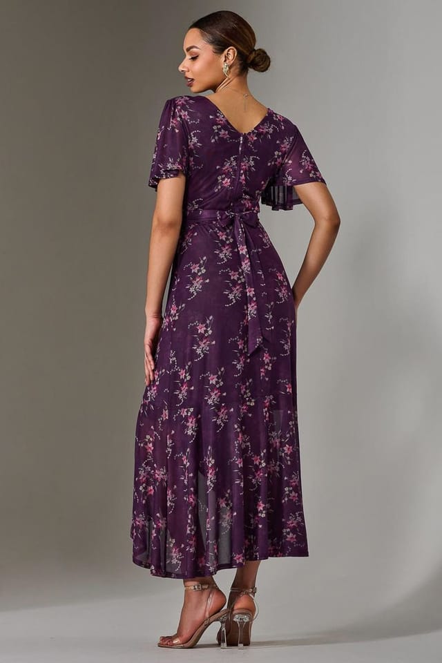 Jolie Moi Jolie Moi Women's Wrap Midaxi Dress in Purple - 2