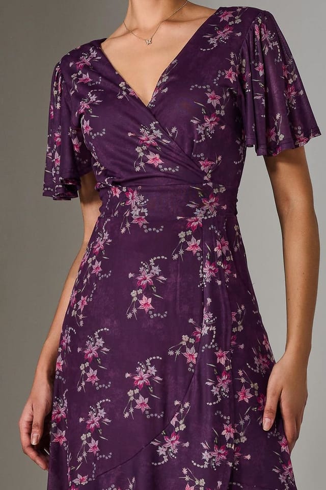 Jolie Moi Jolie Moi Women's Wrap Midaxi Dress in Purple - 3
