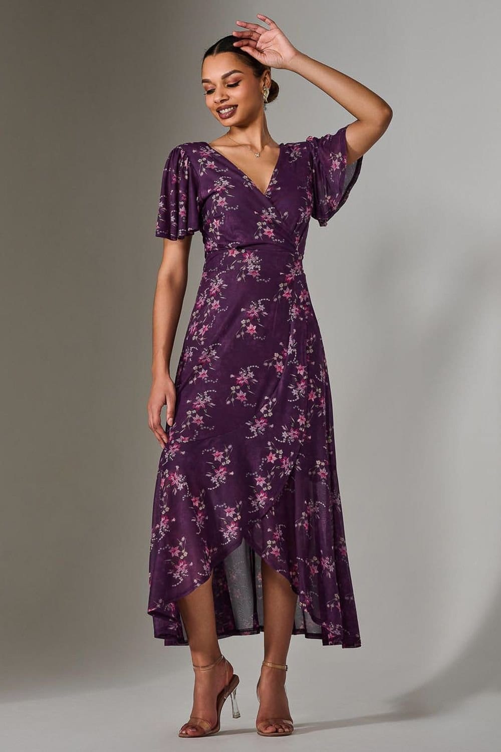 Jolie Moi Jolie Moi Women's Wrap Midaxi Dress in Purple - 4