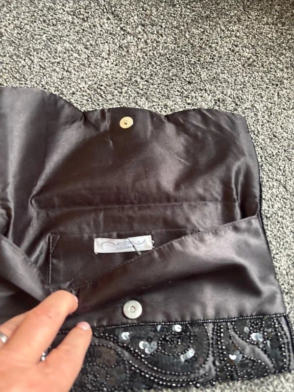 New Look Black beaded clutch bag