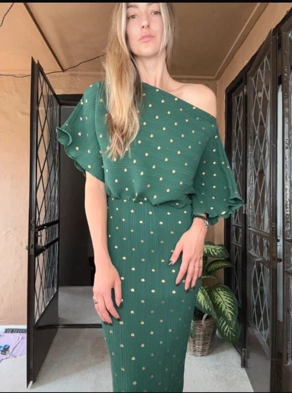 Never Fully Dressed Never Fully Dressed Tilly Green Metallic Dress Medium