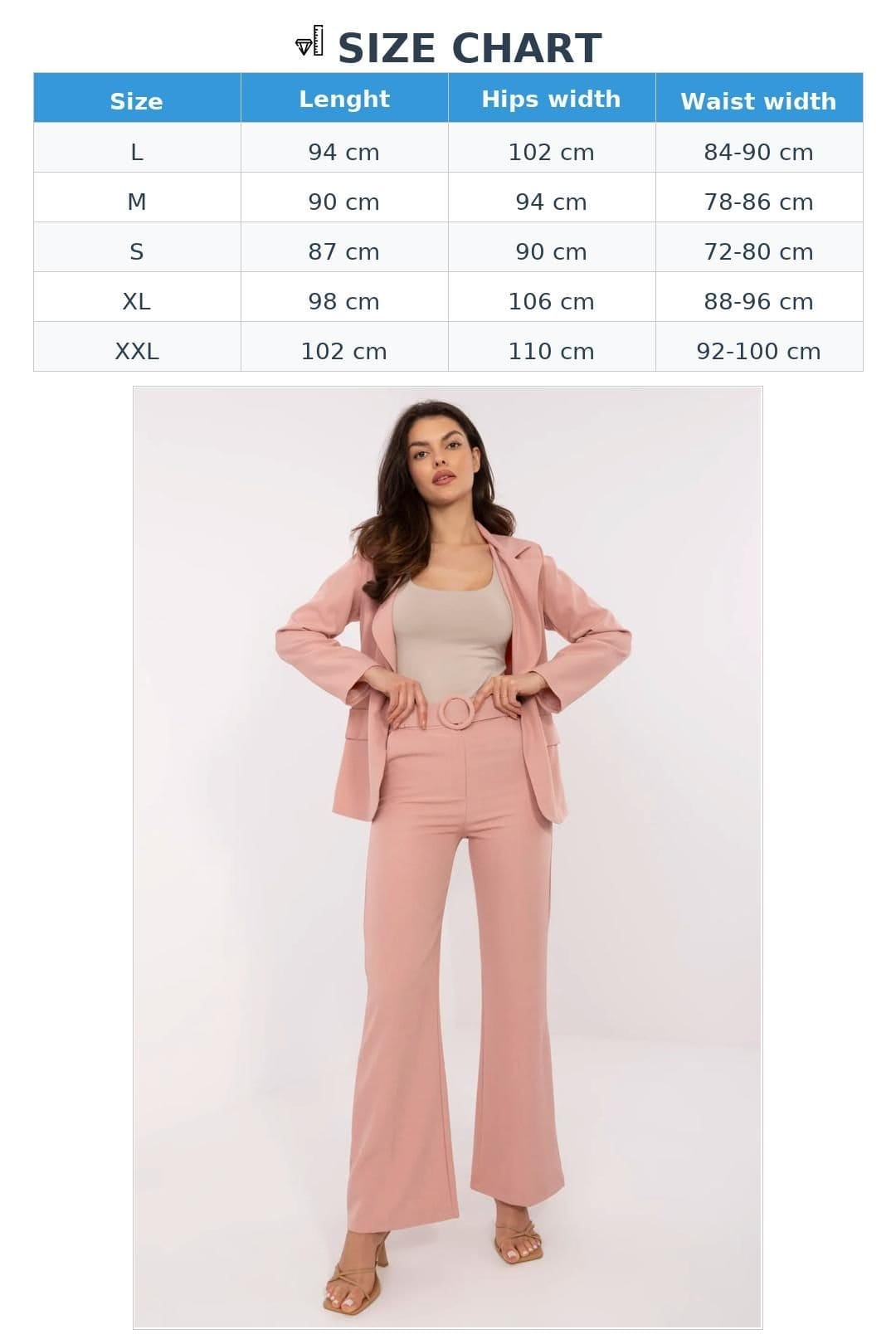 Love Lace Love Lace Women's Elegant High Waist Flared Trousers with Belt Style 209190 in Pink - 4