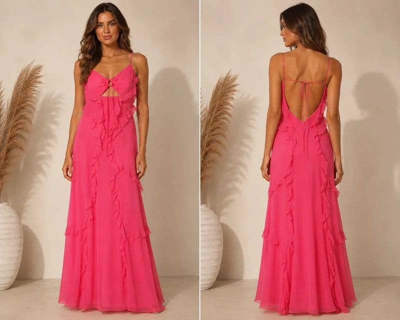 ASOS Design Pink Chiffon Maxi Dress