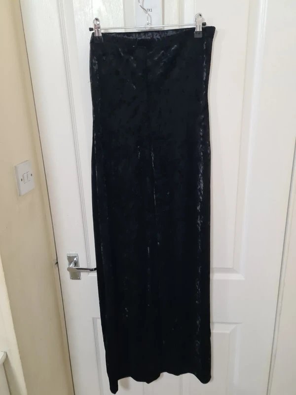 Never Fully Dressed Never Fully Dressed long black crushed velvet strapless evening dress. - 1