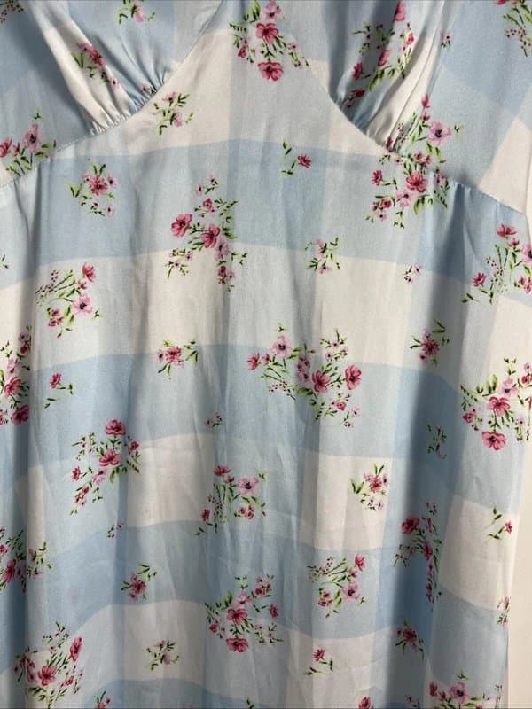 New Look New look - checked floral satin dress - size 8 - blue