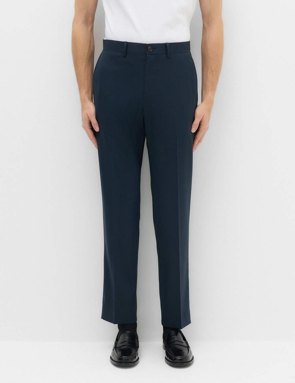 Marks & Spencer M&S Regular Fit Wool Blend Trousers Navy