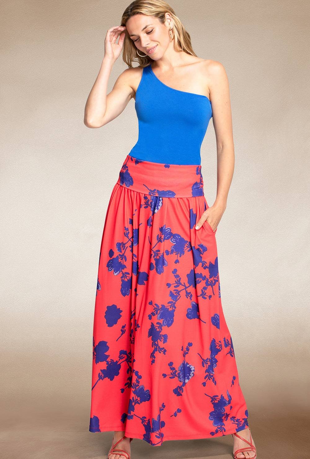 Hot Squash Hot Squash Women's Boho Maxi Skirt in Light Red - 3