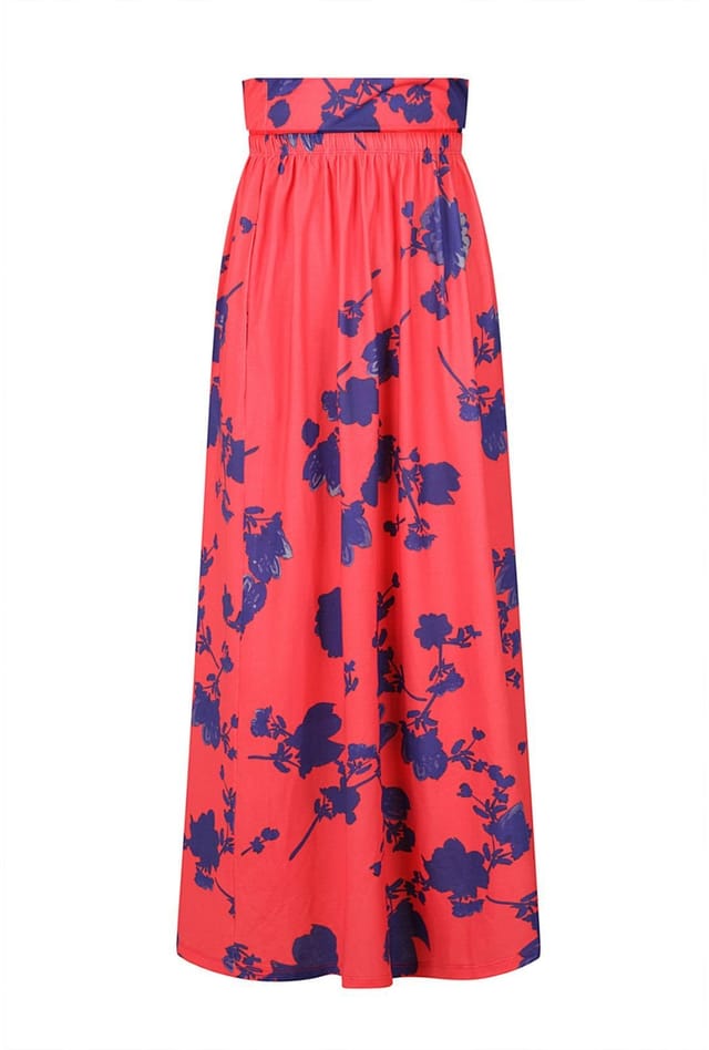 Hot Squash Hot Squash Women's Boho Maxi Skirt in Light Red - 3