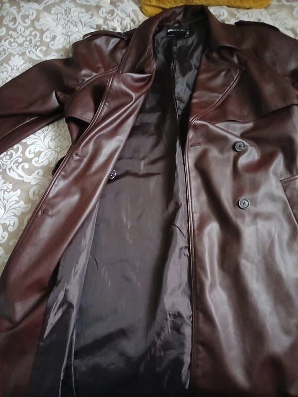 ASOS Design Long leather look trench coat