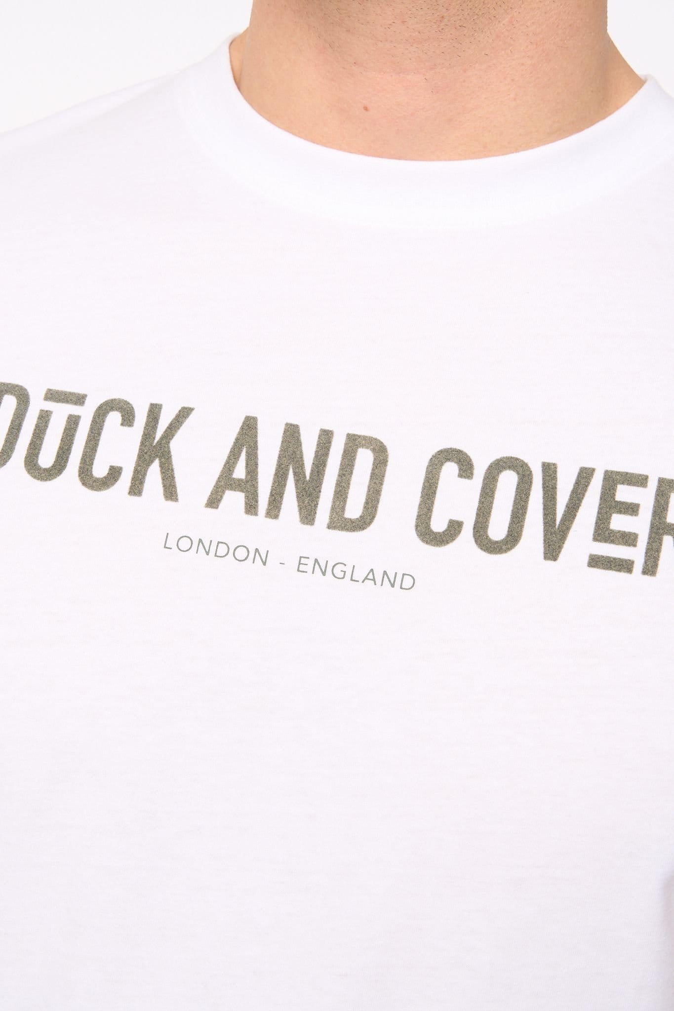 Duck&Cover Duck&Cover Men's Walpole Premium T-Shirt with Flocked Chest Print in White - 4