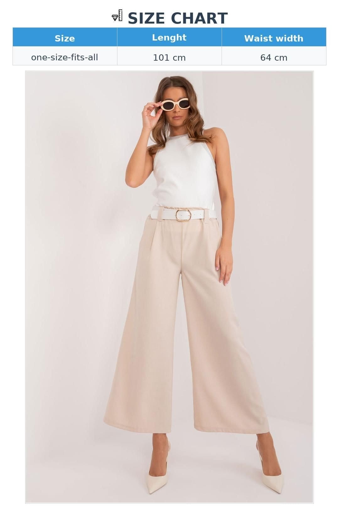 Love Lace Love Lace Women's High Waist Palazzo Trousers with Belt Pockets Style 196220 in Beige - 4