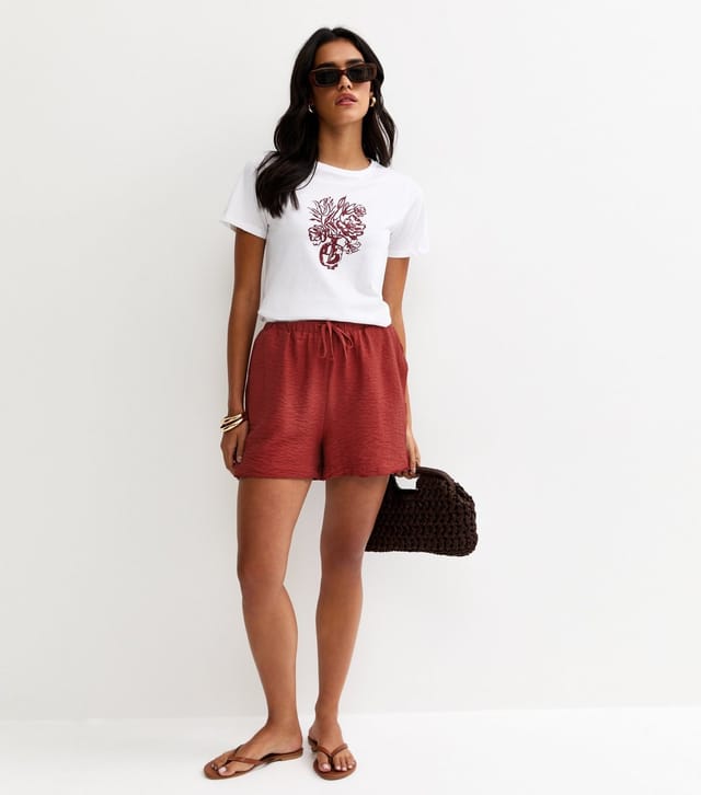 New Look Women's Rust Crinkle Texture Drawstring Shorts New Look - 2