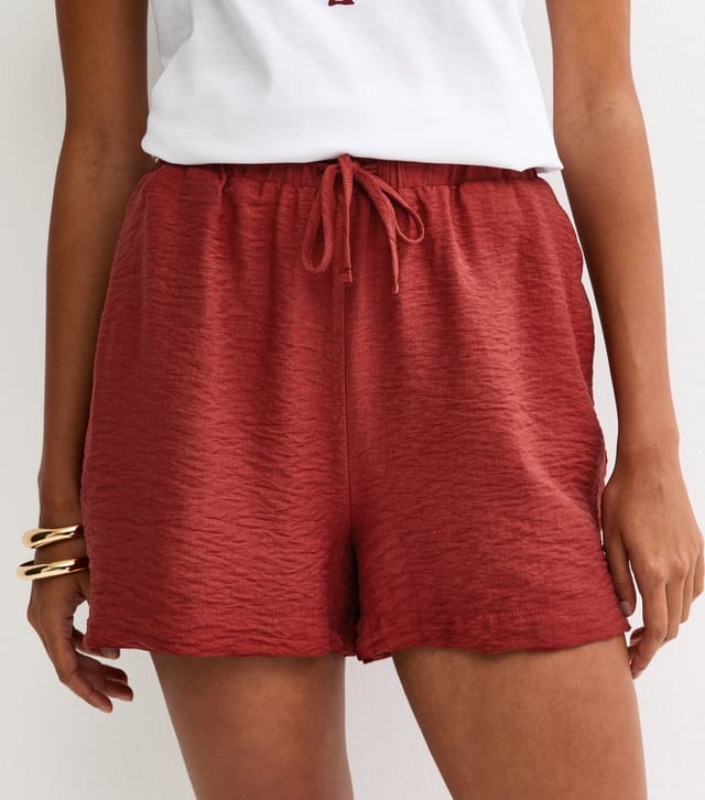 New Look Women's Rust Crinkle Texture Drawstring Shorts New Look - 3