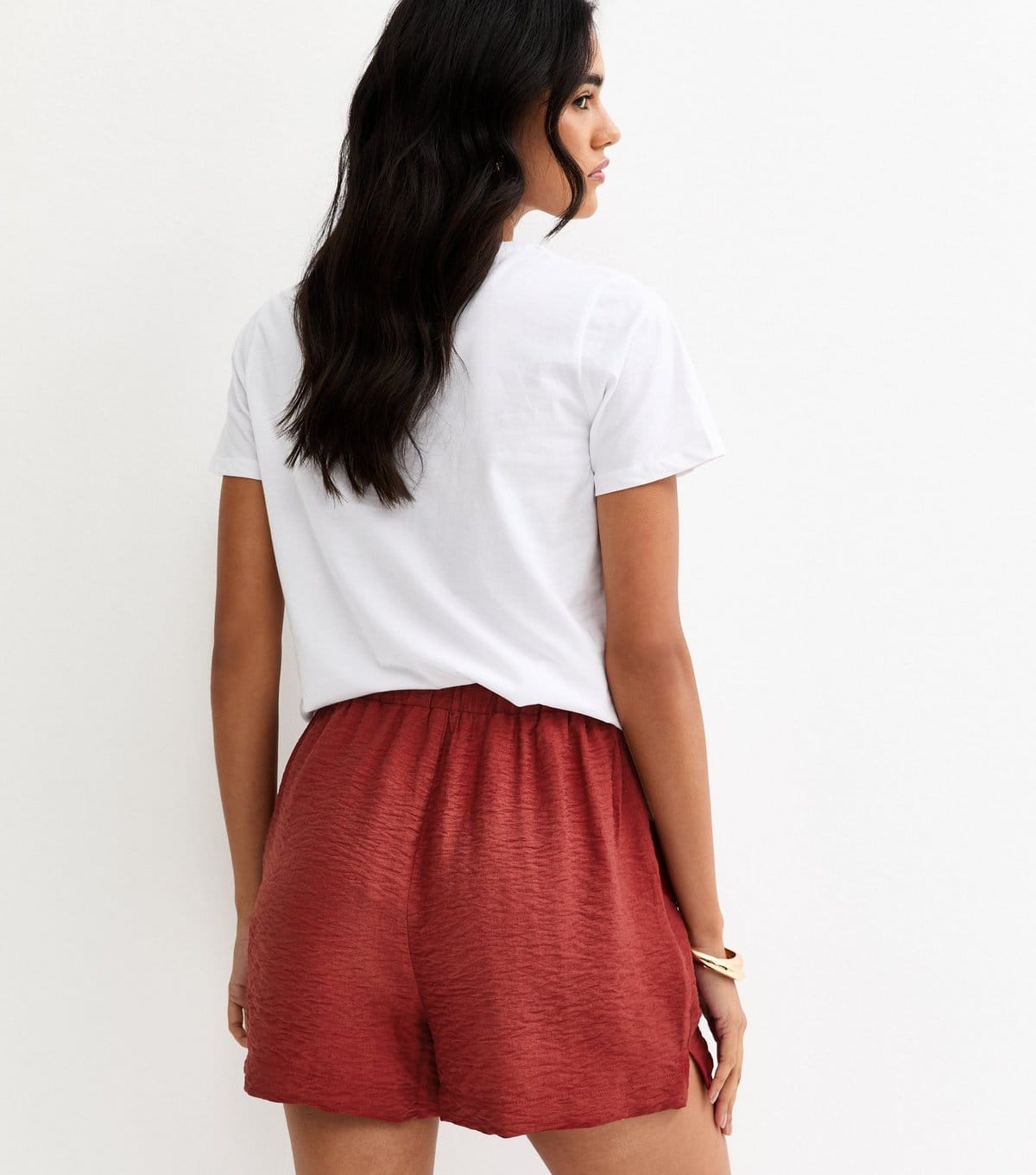 New Look Women's Rust Crinkle Texture Drawstring Shorts New Look - 4