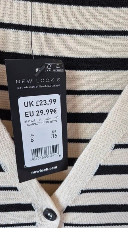 New Look Beautiful New look cream and black stripe waistcoat top, brand new Size 10