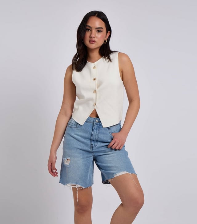 Urban Bliss Women's Light Blue Distressed Bermuda Denim Shorts Urban Bliss New Look - 3