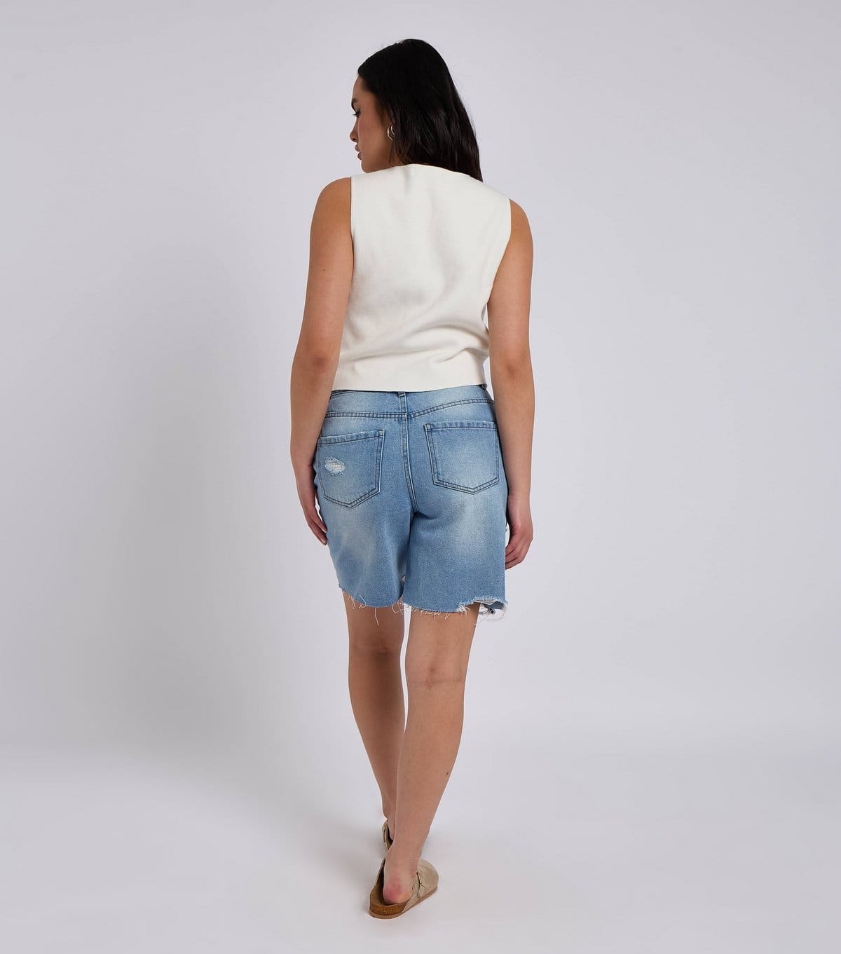 Urban Bliss Women's Light Blue Distressed Bermuda Denim Shorts Urban Bliss New Look - 4