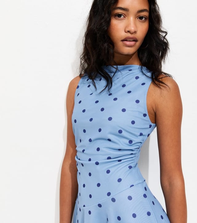 New Look Women's Blue Mesh Polka Dot Skater Mini Dress New Look - 2