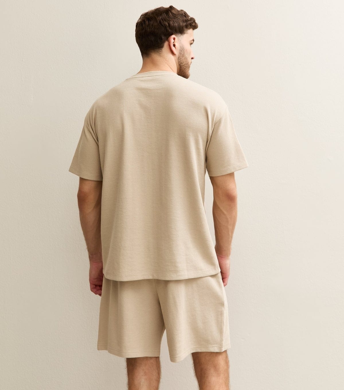 New Look Men's Tan Waffle Oversized Texture T-Shirt New Look - 4