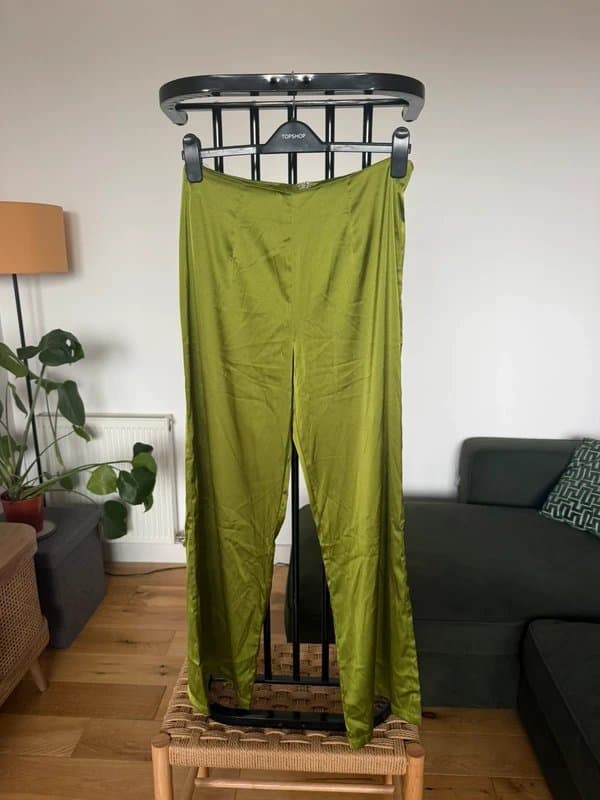 Never Fully Dressed NFD silk/ satin green trousers