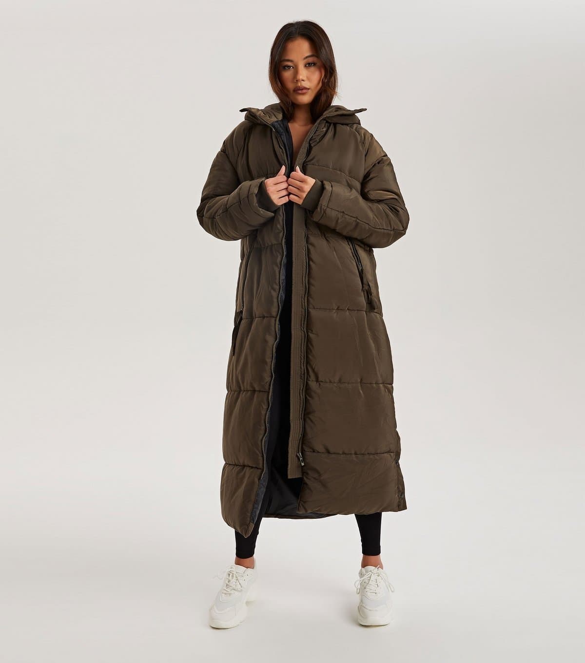 Urban Bliss Women's Khaki Longline Puffer Jacket Urban Bliss New Look