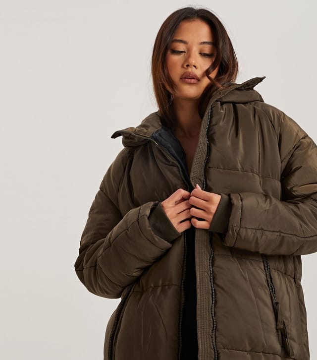 Urban Bliss Women's Khaki Longline Puffer Jacket Urban Bliss New Look - 3