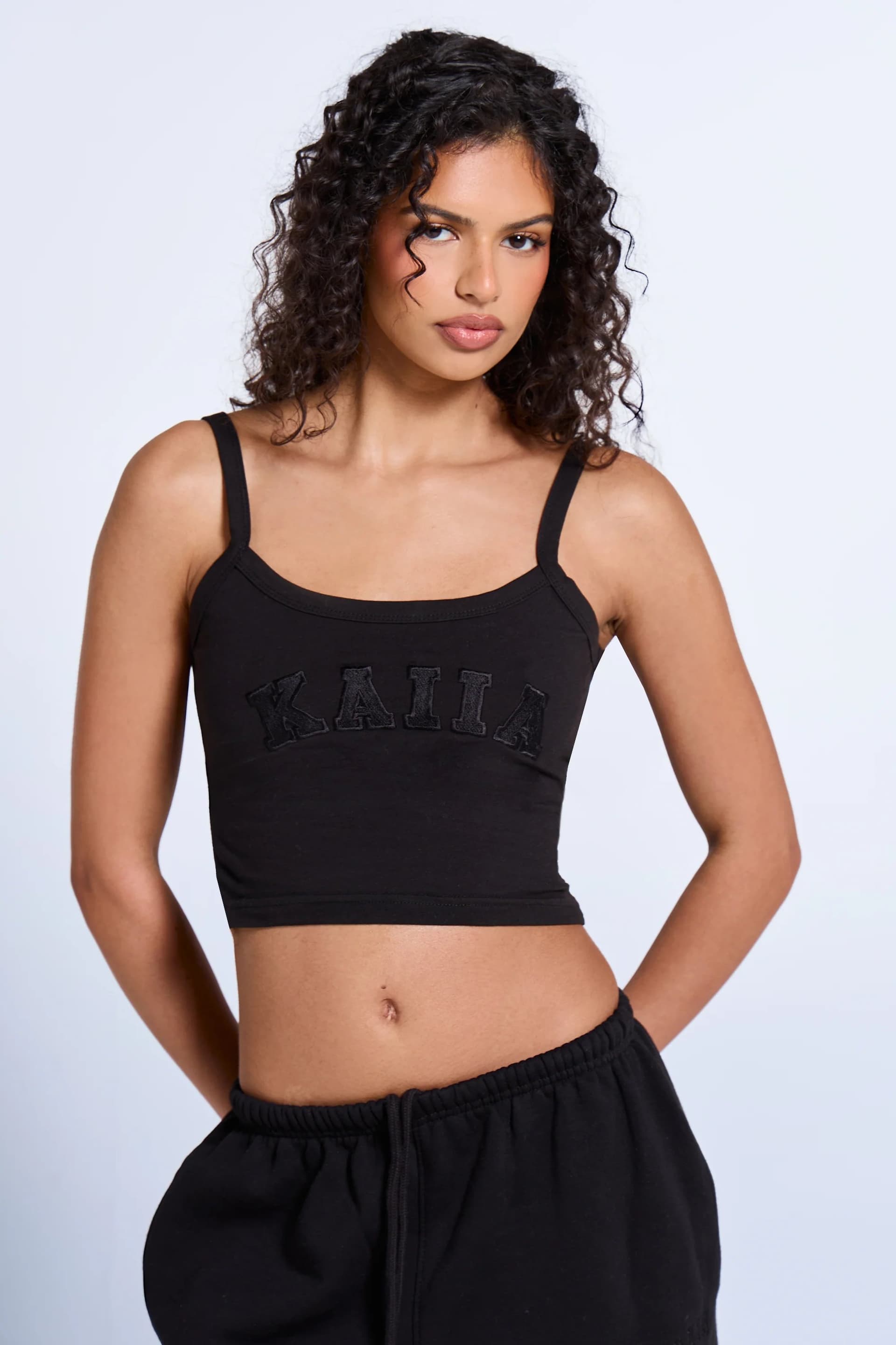 Kaiia Kaiia Black Logo Cami Vest Top