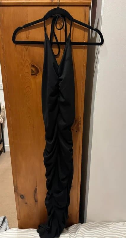 ASOS Black Ruched Halter Neck Midi Dress Size 16 – ASOS Bodycon