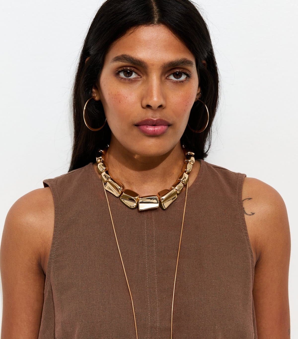 New Look New Look Brown Linen Blend Sleeveless Top
