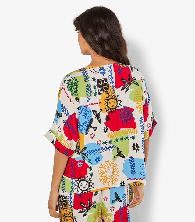 Apricot Women's Multicoloured Sun Print Button Through Blouse Apricot New Look - 3