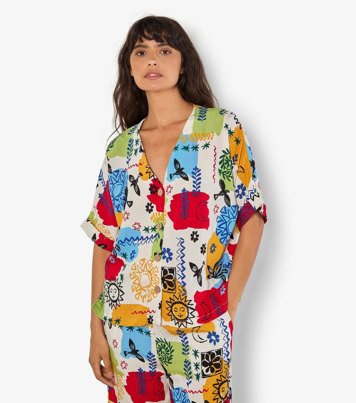 Apricot Women's Multicoloured Sun Print Button Through Blouse Apricot New Look - 4