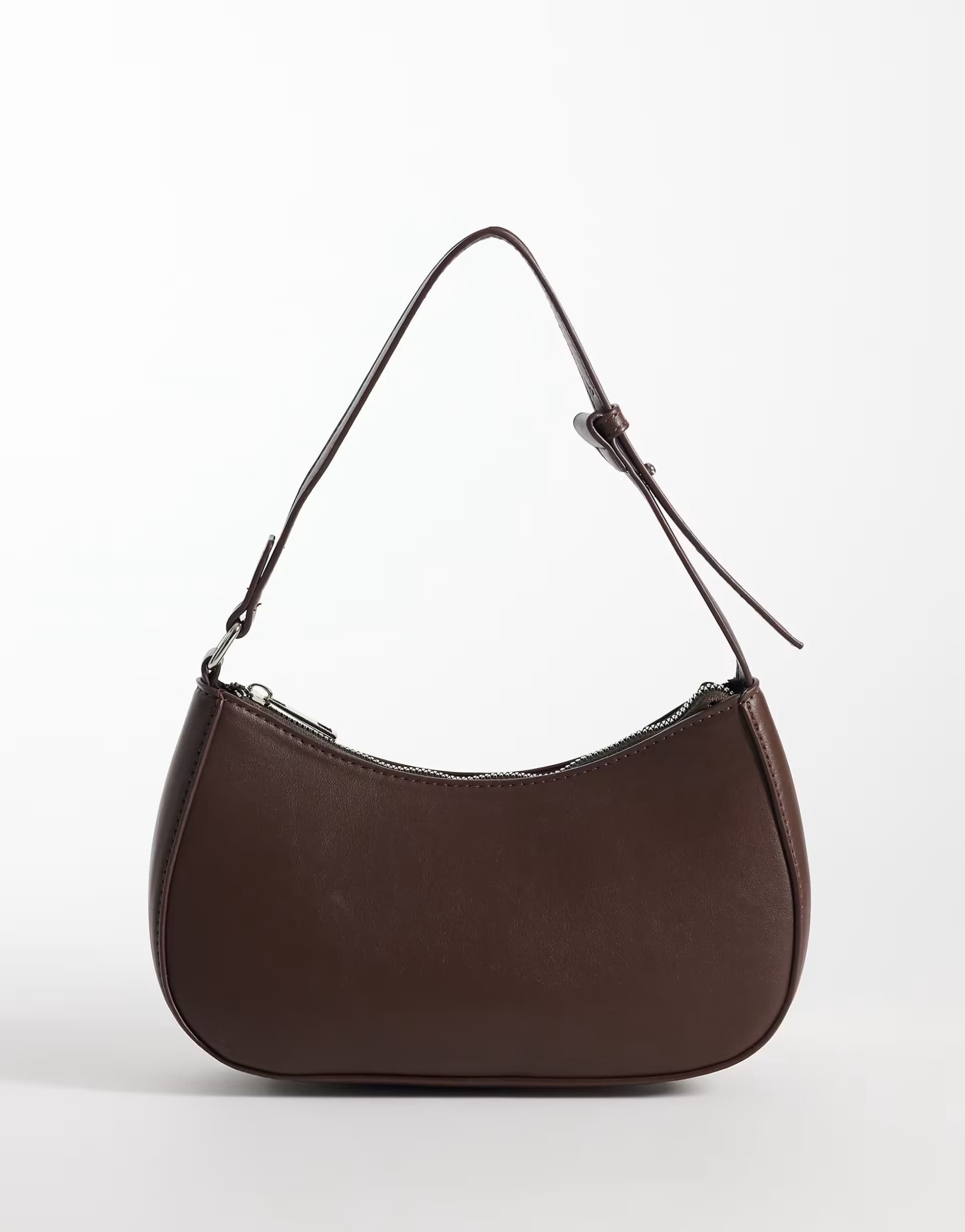 ASOS Pieces leather look shoulder bag in chocolate brown