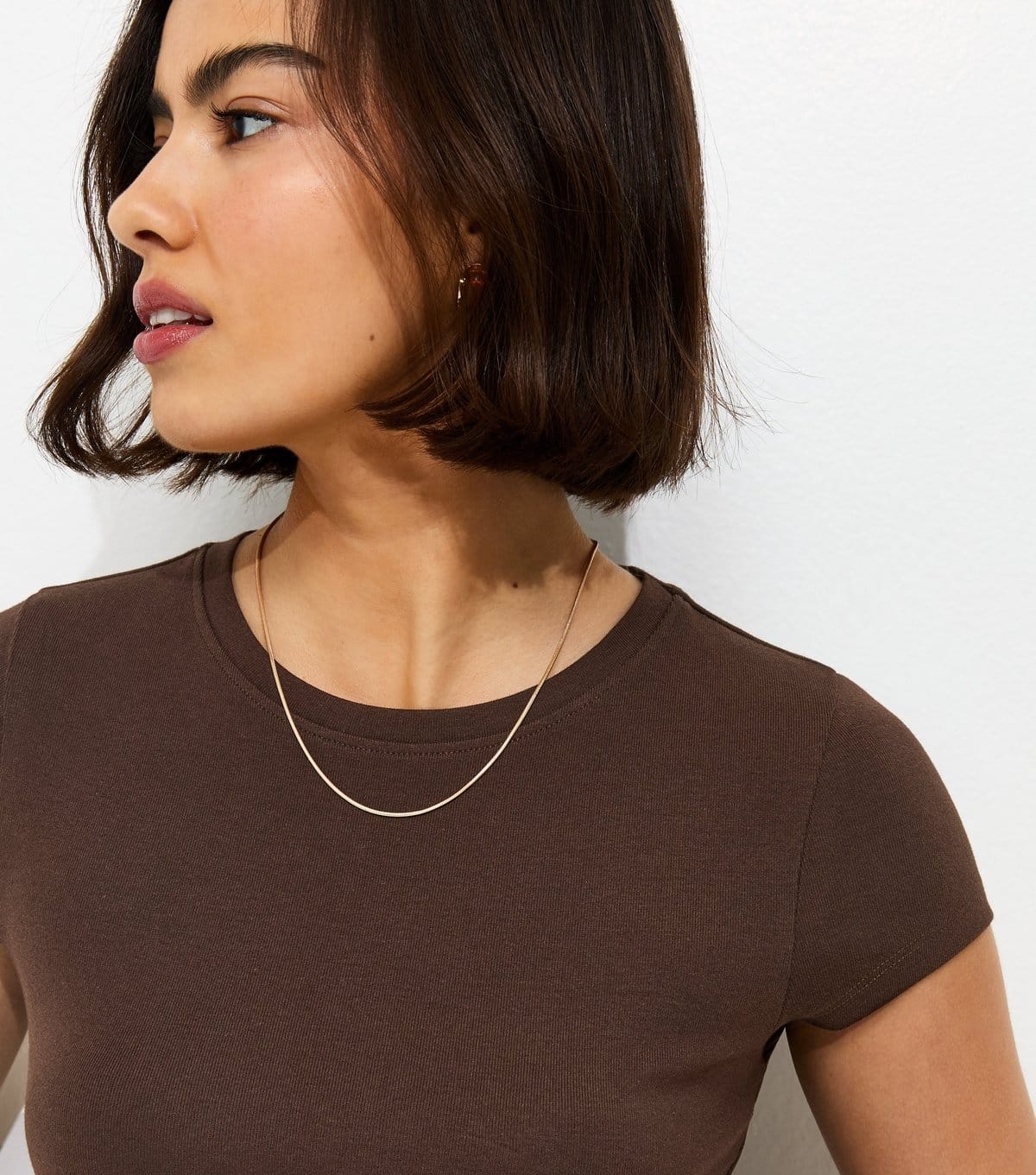 New Look Women's Dark Brown Short Sleeve Baby Tee New Look - 1