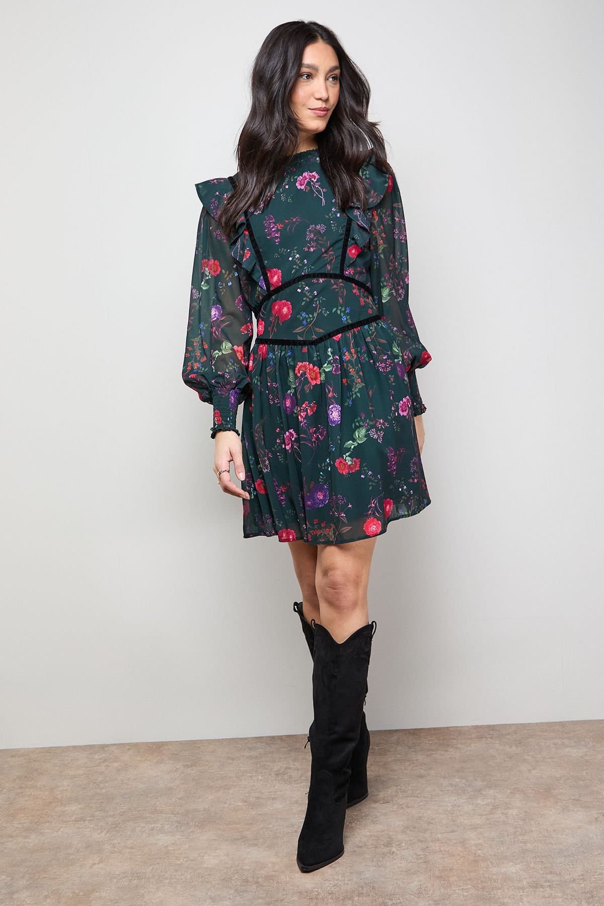 Oasis Oasis Women's Shirred Detail Fit & Flare Mini Dress