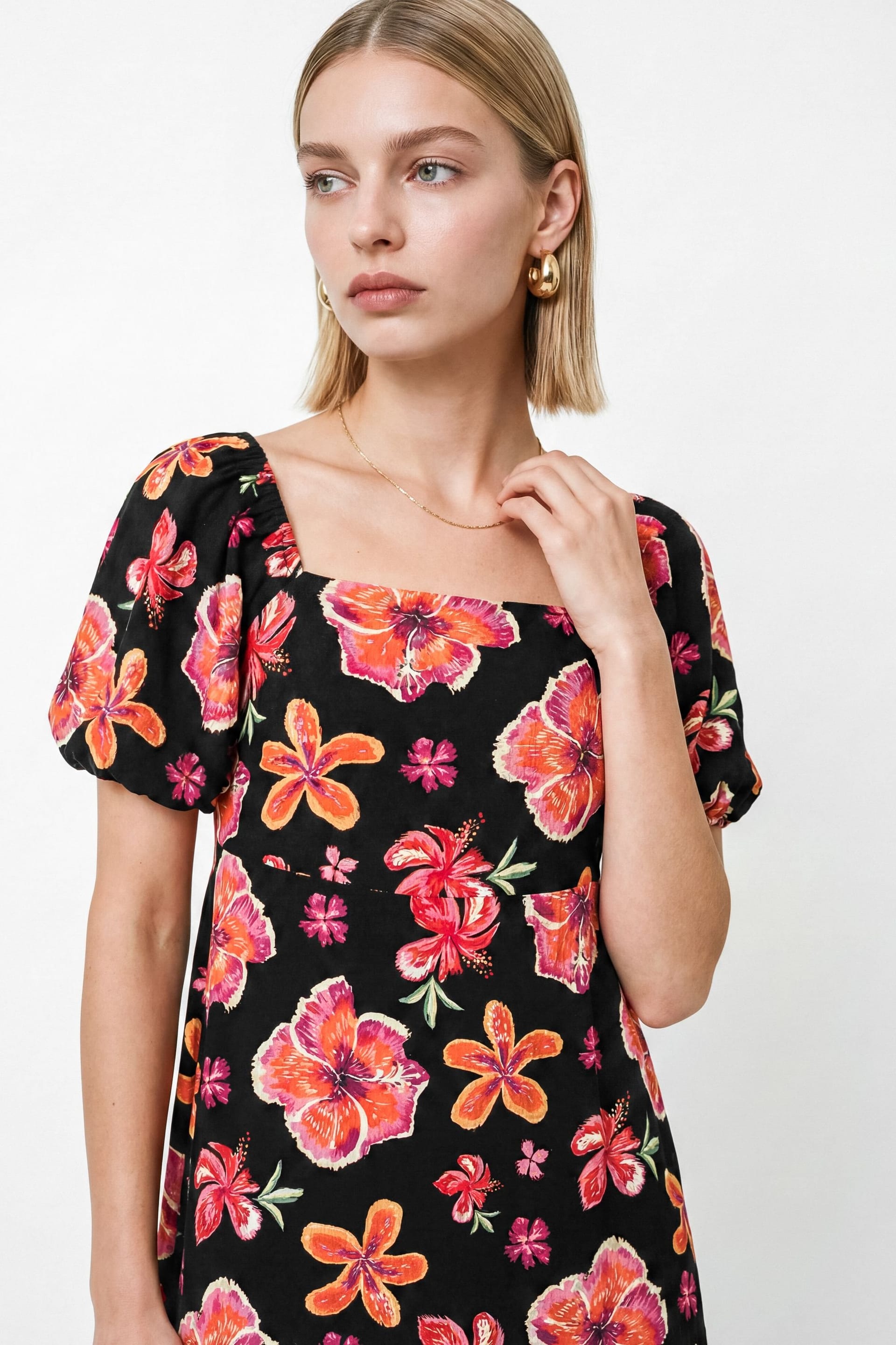Lovedrobe Lovedrobe Women's Floral Print Square Neck Short Sleeve Maxi Dress - 4