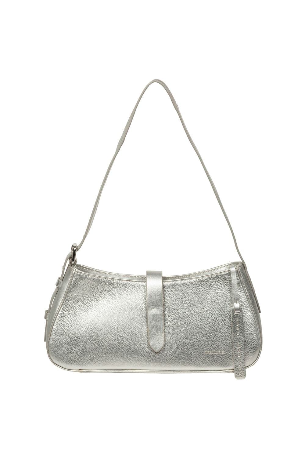 Pure Luxuries London Pure Luxuries London Women's 'Evangeline' Leather Grab Bag in Silver