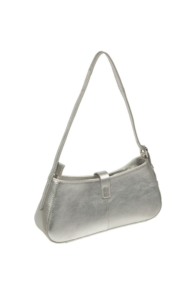 Pure Luxuries London Pure Luxuries London Women's 'Evangeline' Leather Grab Bag in Silver - 2