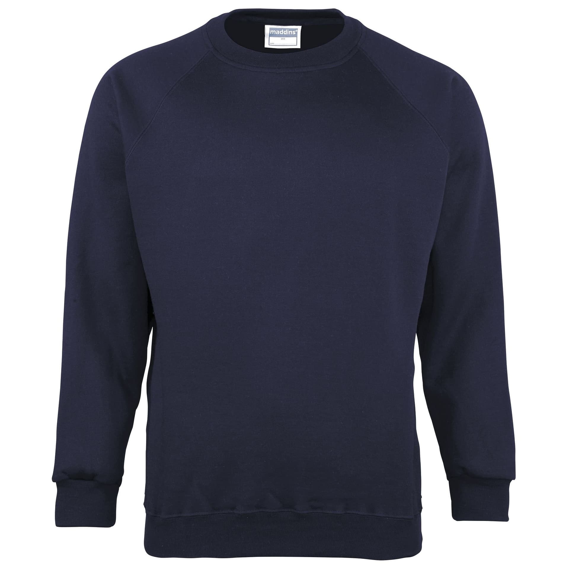 MADDINS Maddins Men's Coloursure Plain Crew Neck Sweatshirt in Navy