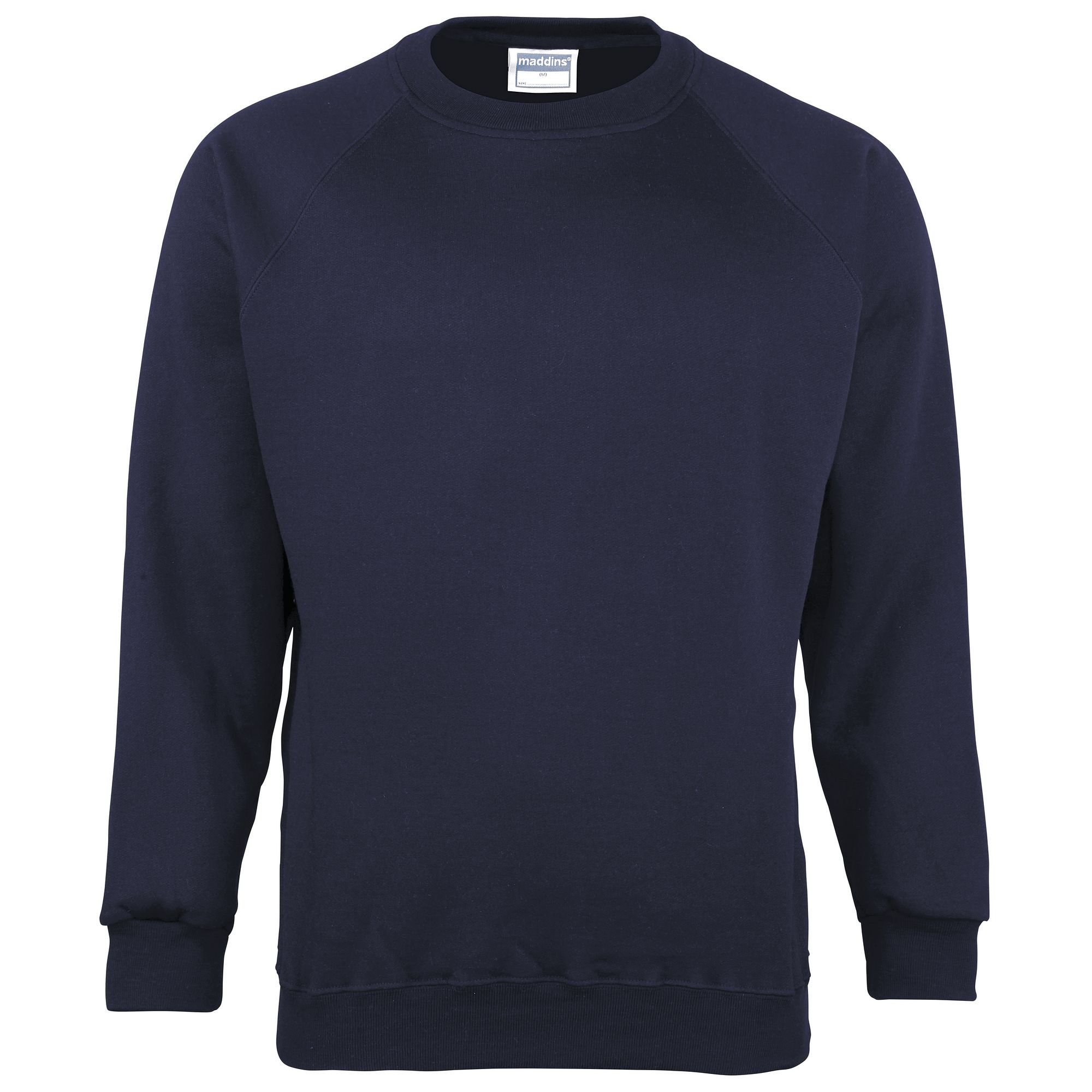 MADDINS Maddins Men's Coloursure Plain Crew Neck Sweatshirt in Navy - 3