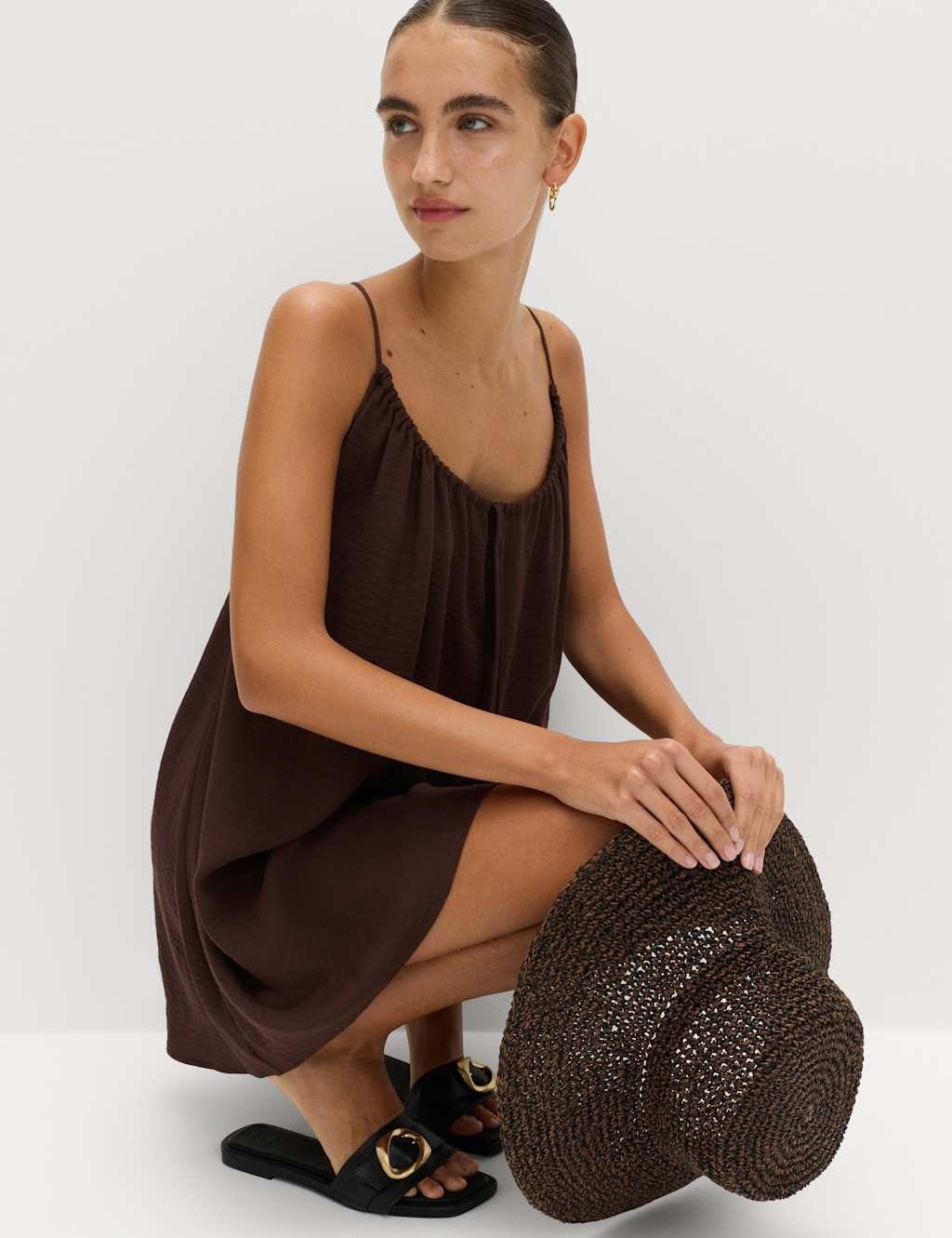 M&S Peat Viscose Tie Front Mini Slip Dress