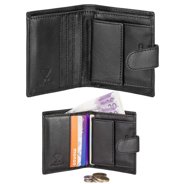Woodland Leathers Woodland Leathers Men's Men's Genuine Leather RFID Wallet with Coin Pocket in Black - 2
