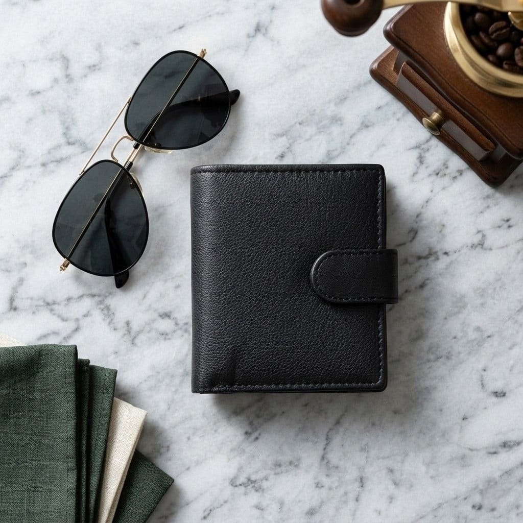 Woodland Leathers Woodland Leathers Men's Men's Genuine Leather RFID Wallet with Coin Pocket in Black - 4