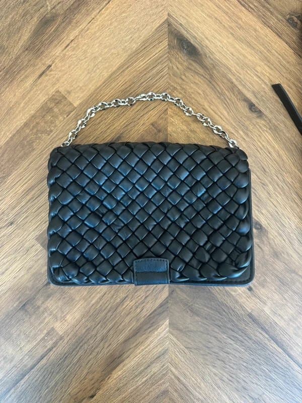 Topshop Topshop Fran Black Woven Shoulder Bag / Crossbody with Silver Chain RRP £35