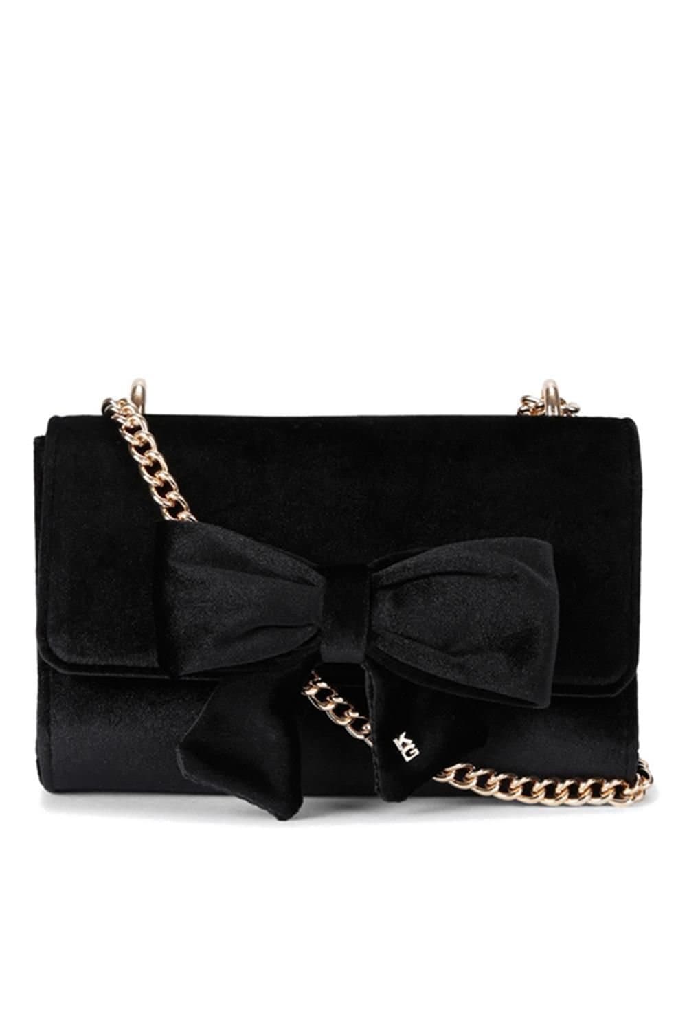 Miss KG Miss KG Women's 'Aura Bow Clutch' Velvet Bag in Black
