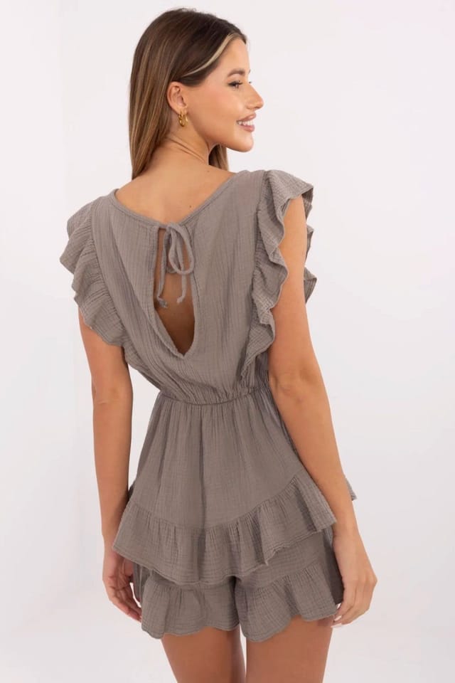Love Lace Love Lace Women's Charming Muslin Cotton Jumpsuit in Grey - 3