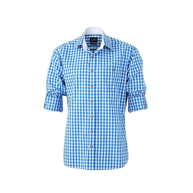 James and Nicholson James and Nicholson Men's Traditional Shirt in Mid Blue - 2